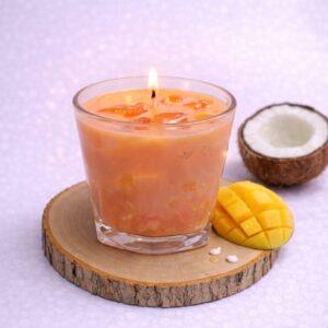 נר עם ריח של מנגו וחלב קוקוס